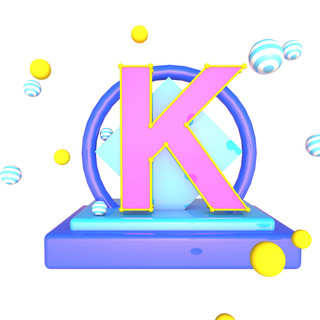 k字母海报模板_蓝色展台英文字母K