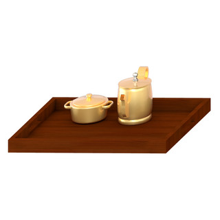 胡桃海报模板_C4D立体写实胡桃木茶具