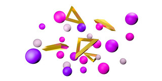 立体图案装饰海报模板_创意C4D彩球三角图案插画