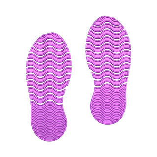鞋紫色海报模板_C4D紫色金属质感立体脚印装饰