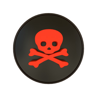 监控器标识海报模板_C4D黑红立体危险有害物品标识