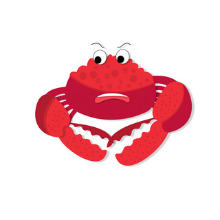 美食大闸蟹元素之红色卡通可爱生气表情