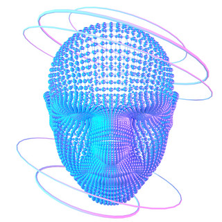 国潮螺蛳粉头像海报模板_科技智能头像魔幻数据蓝色线框球点组合