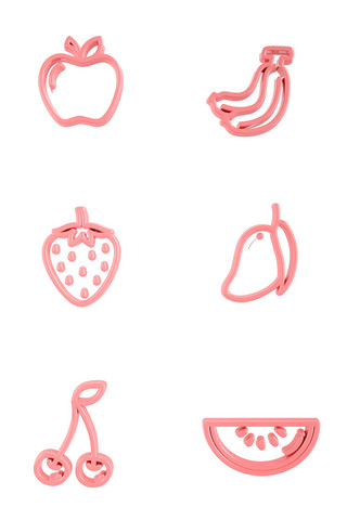 水果西瓜苹果草莓海报模板_柔色立体水果类图标