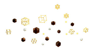 几何漂浮海报模板_C4D多边形宝石几何漂浮素材装饰免费下载