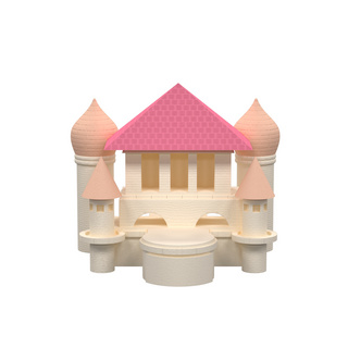 少女城堡海报模板_C4D粉色少女城堡