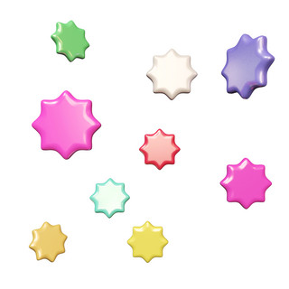 五角星对话框海报模板_C4D立体2.14情人节多彩五角星星星免抠图
