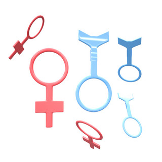 C4D蓝红色女性男性立体图标标志装饰