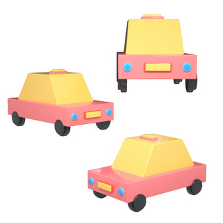 C4D卡通六一儿童节玩具车小车子玩具元素