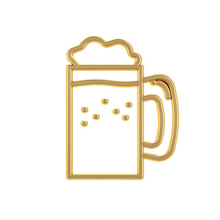 金属立体图标海报模板_金属质感立体饮品类图标-啤酒