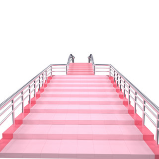 立体楼梯海报模板_粉色栏杆立体台阶
