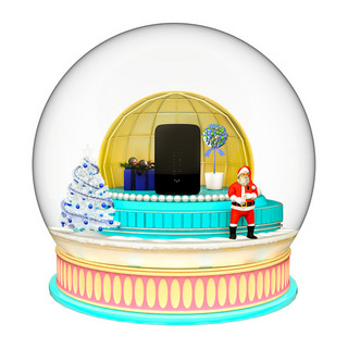 3D立体浅色系卡通圣诞老人圣诞节水晶球圣诞树模型