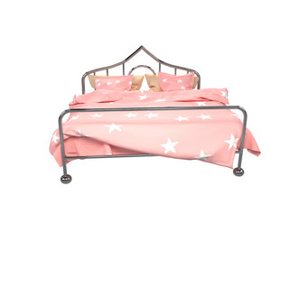 卧室3海报模板_3D金属粉色花纹公主床