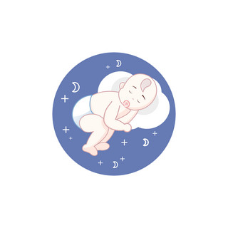 深蓝色卡通可爱人物婴儿宝宝晚安矢量图