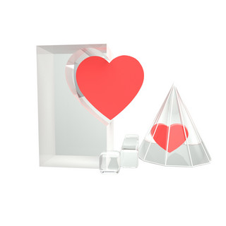 红色爱心礼盒海报模板_玻璃摆件红色爱心