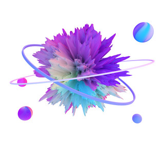 紫色漂浮海报模板_C4D炫彩立体爆炸噪波漂浮球