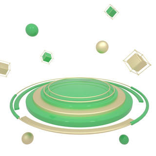 C4D绿金色立体舞台圆盘底盘免抠图元素