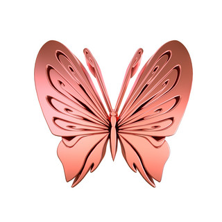 c4d情人节装饰海报模板_C4D粉色金属质感蝴蝶装饰