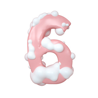 数字3立体数字海报模板_C4D粉嫩奶油蛋糕立体数字6元素