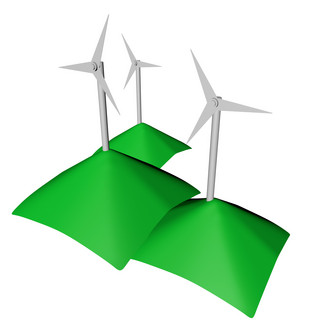 田里的风车海报模板_c4d绿色环保风车