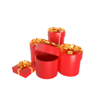 红色3礼盒海报模板_节日促销红色礼盒