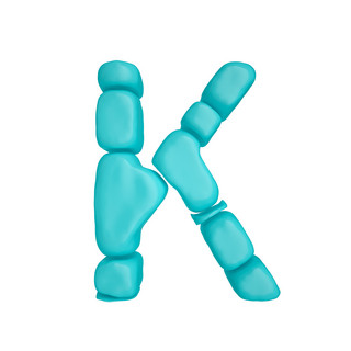 C4D柔体泡沫立体字母K元素