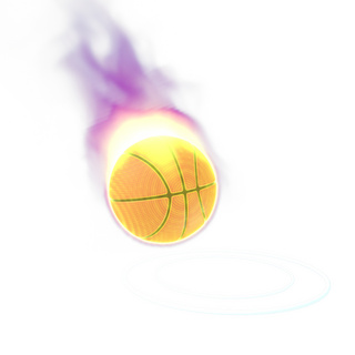 篮球运动立体海报模板_运动中的火焰篮球
