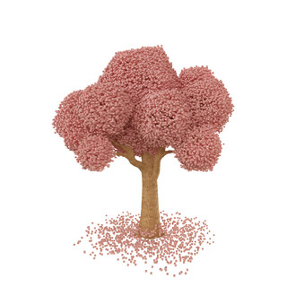 粉色树海报模板_c4d像素风粉色树