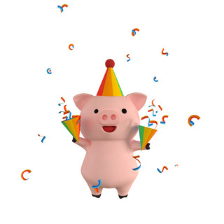 可爱小猪猪年海报模板_c4d立体庆祝小猪免费下载