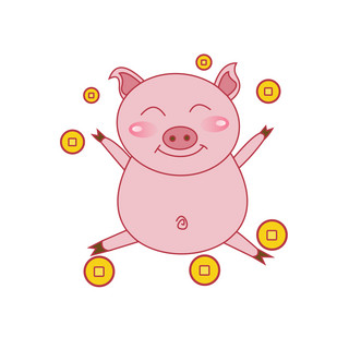 猪年海报模板_简约猪年猪元素之卡通可爱