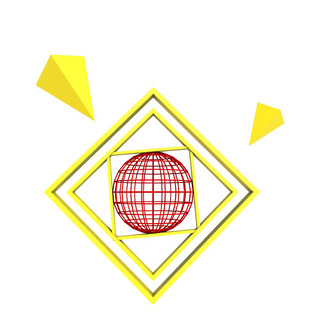 黄色多边形海报模板_C4D展台几何图形