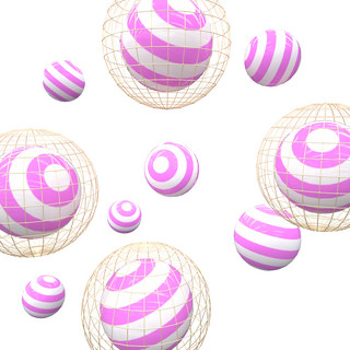 立体球体海报模板_c4d电商情人节520表白节粉白色球体电商首页装饰