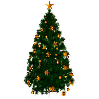 c4d庆祝海报模板_圣诞节圣诞树精致金色铃铛立体C4D装饰