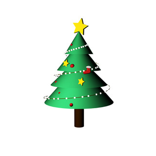 圣诞树装饰海报模板_圣诞节绿色圣诞树卡通C4D装饰