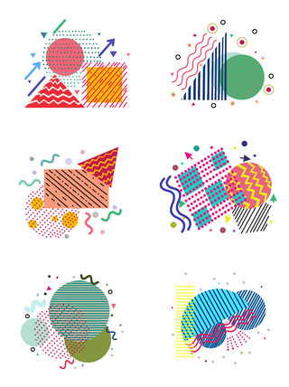 波普风图案海报模板_波普风几何图形装饰元素套图
