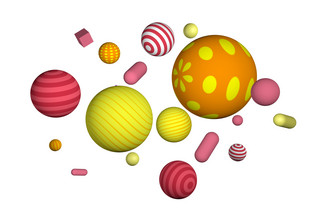 彩色立体电商海报模板_漂浮彩色立体球形