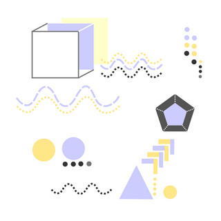 正方形盒海报模板_孟菲斯素材简约正方形圆点设计背景元素