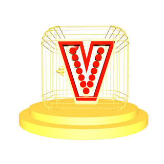 v4d海报模板_C4D红金色大气质感舞台字母V