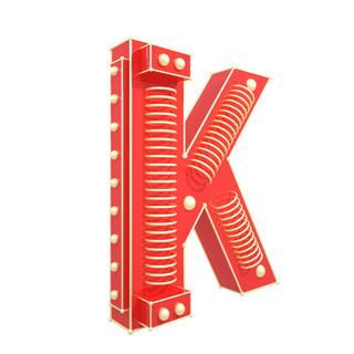 数字字母海报模板_C4D红金色喜庆立体创意科技感英文数字K
