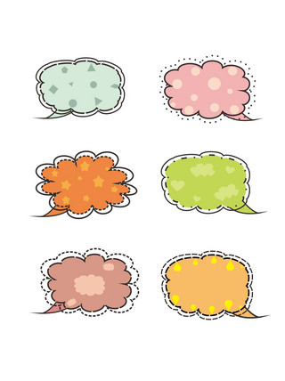 对话框聊天框海报模板_卡通简笔画手绘云朵对话框元素