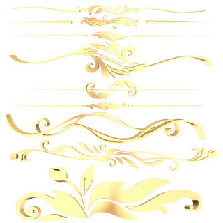 金色渐变分割线海报模板_C4D鎏金复古欧式花纹边框