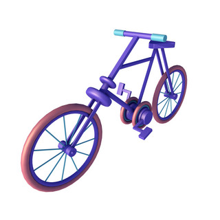 C4D立体彩色脚踏自行车-3