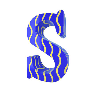 C4D孟菲斯风格立体字母S装饰