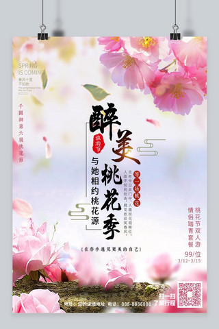 桃花节粉色浪漫海报模板_桃花节旅游宣传海报