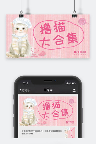 粉色可爱猫咪撸猫大合集公众号封面