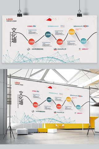 文化墙时间轴海报模板_发展历程企业文化墙展板