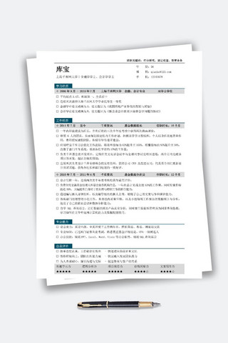 墨色线条简历模板块状简历