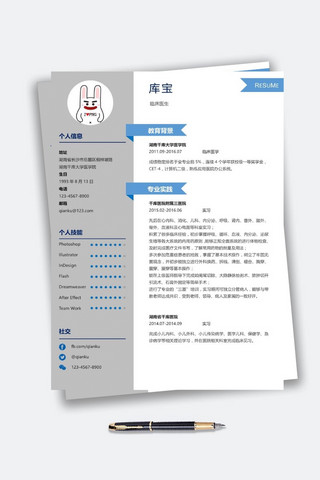 通用Word简历海报模板_临床医生通用求职简历模板设计