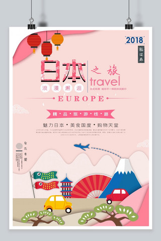日系元素海报模板_日系风格日本之旅主题海报
