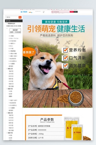 橘色设计海报模板_宠物食品萌宠狗粮橘色简约风电商设计详情页